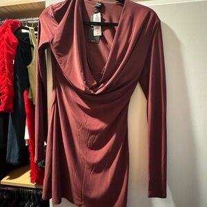 Aritzia Red Asymmetrical Ruched Bodycon Dress